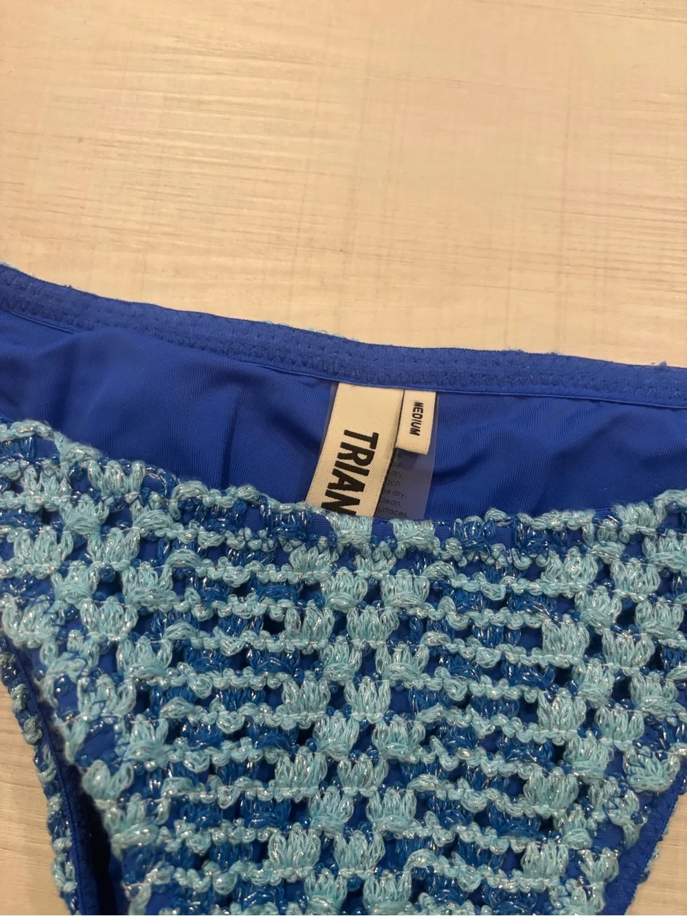 triangl swimwear Blue Crochet Tie-Side Bikini Set with Matching Pouch